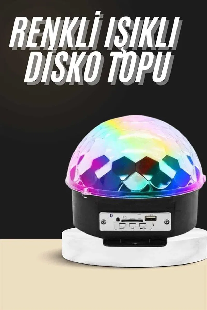 Led Işık Disko Topu Bluetooth Hoparlörlü USB Müzik Çalar Kumandalı görsel 2