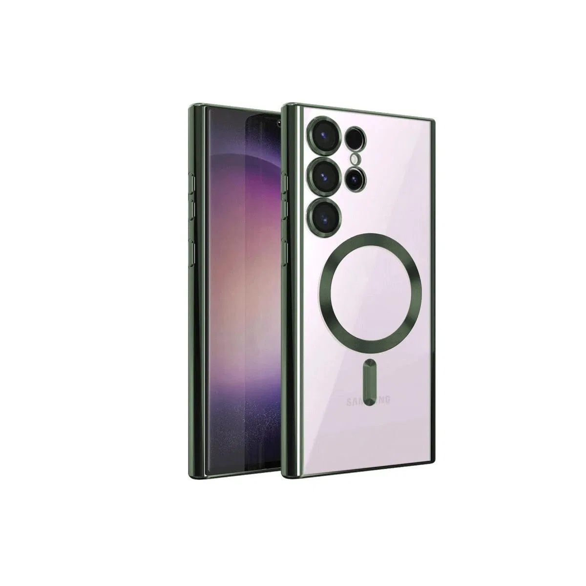 Samsung Galaxy S23 Ultra Kılıf Kross Magneticsafe Kapak - Koyu Yeşil