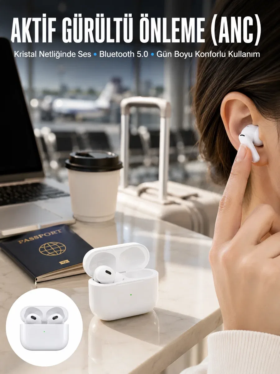 Bluetooth Kulaklık 3. Nesil Kablosuz Uzun Pil Ömrü Dokunmatik Kontrol Yeni Nesil