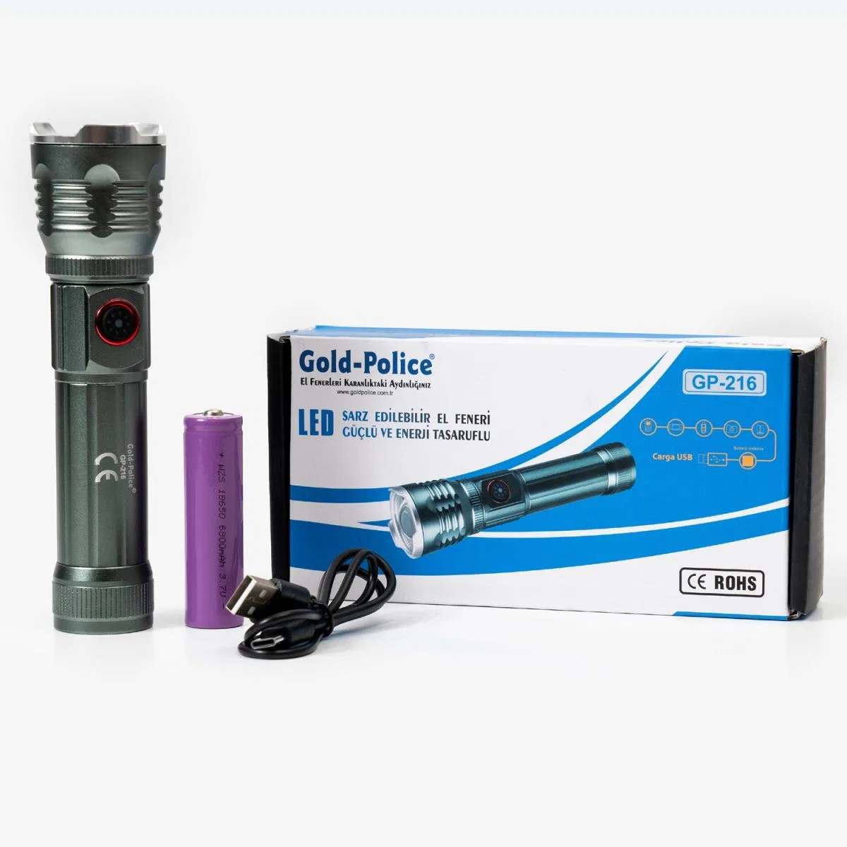 Gold Gp-216 Tg Led Şarjlı El Feneri 2000 Lümen Güç, Mıknatıslı Taban Ve Zoom Özelliğiyle Kamp Ve Tamir İşlerinizde Yanınızda. Hemen Uygun Fiyata Satın Alın görsel 2