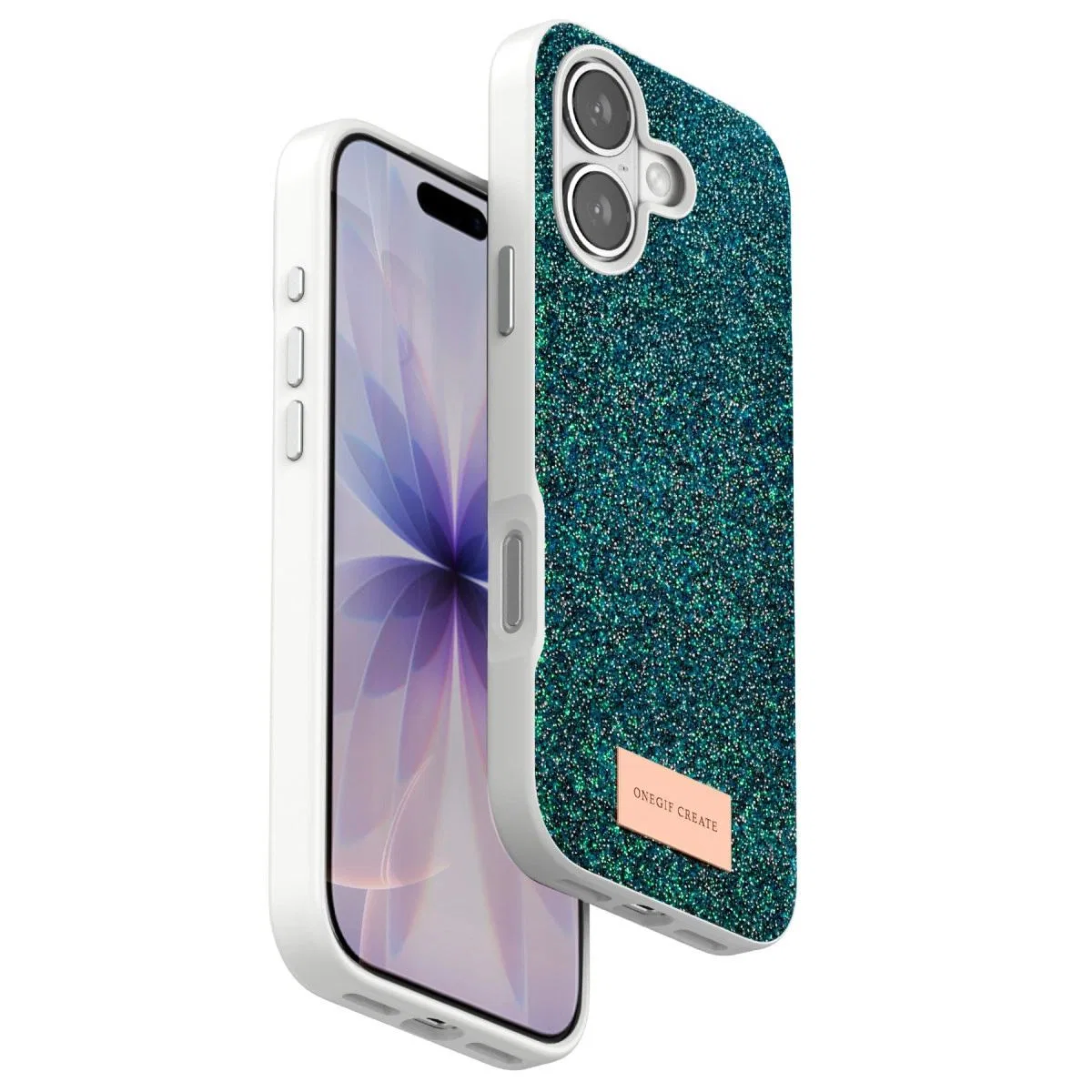 Onegif Apple İphone 17 Bright Simli Kapak - Koyu Yeşil