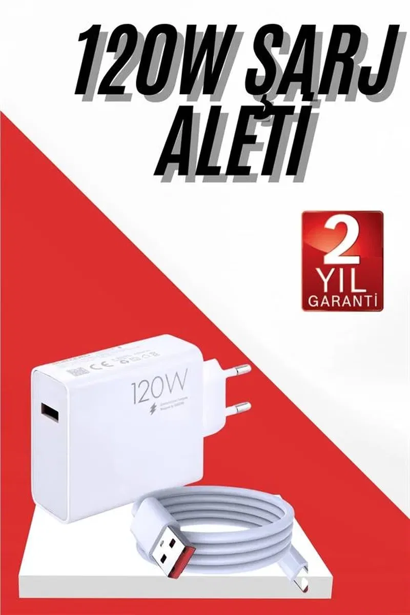 120W Şarj Aleti Hızlı Çift Turbo Şarj Aleti Seti Beyaz görsel 2
