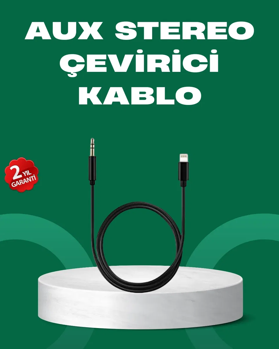 Lightning to 3. 5mm Aux Ses Dönüştürücü Kablo 1 Metre Stereo Uyumlu