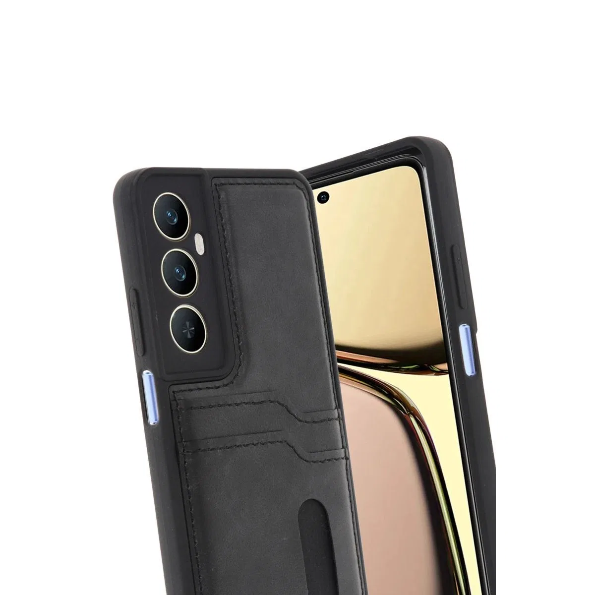 Realme C65 Sara Kartvizitli Deri Kılıf - Siyah görsel 3