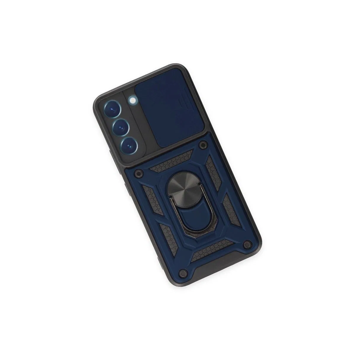 Samsung Galaxy S24 Kılıf Pars Lens Yüzüklü Silikon - Lacivert görsel 3
