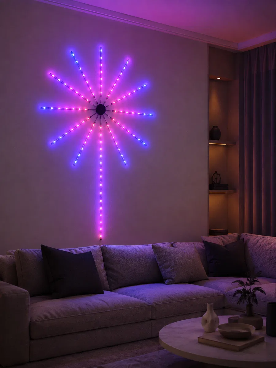 Dekoratif RGB Fireworks LED Duvar Işığı Çok Renkli Telefon Kontrollü LED Aydınlatma görsel 5