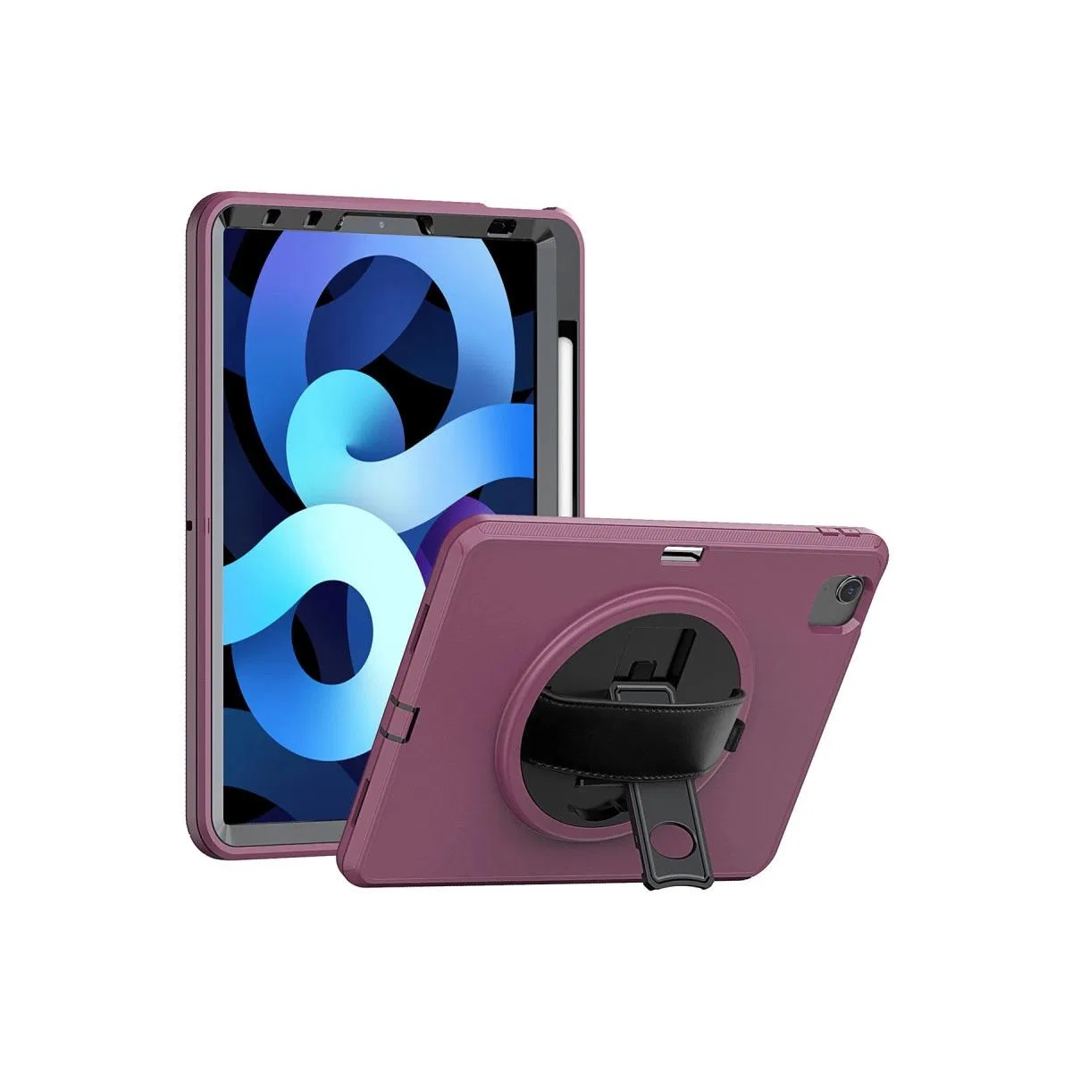 Apple İpad 2022 10. 9 (10. nesil) Kılıf Hand Strap Tablet Kılıfı - Mürdüm