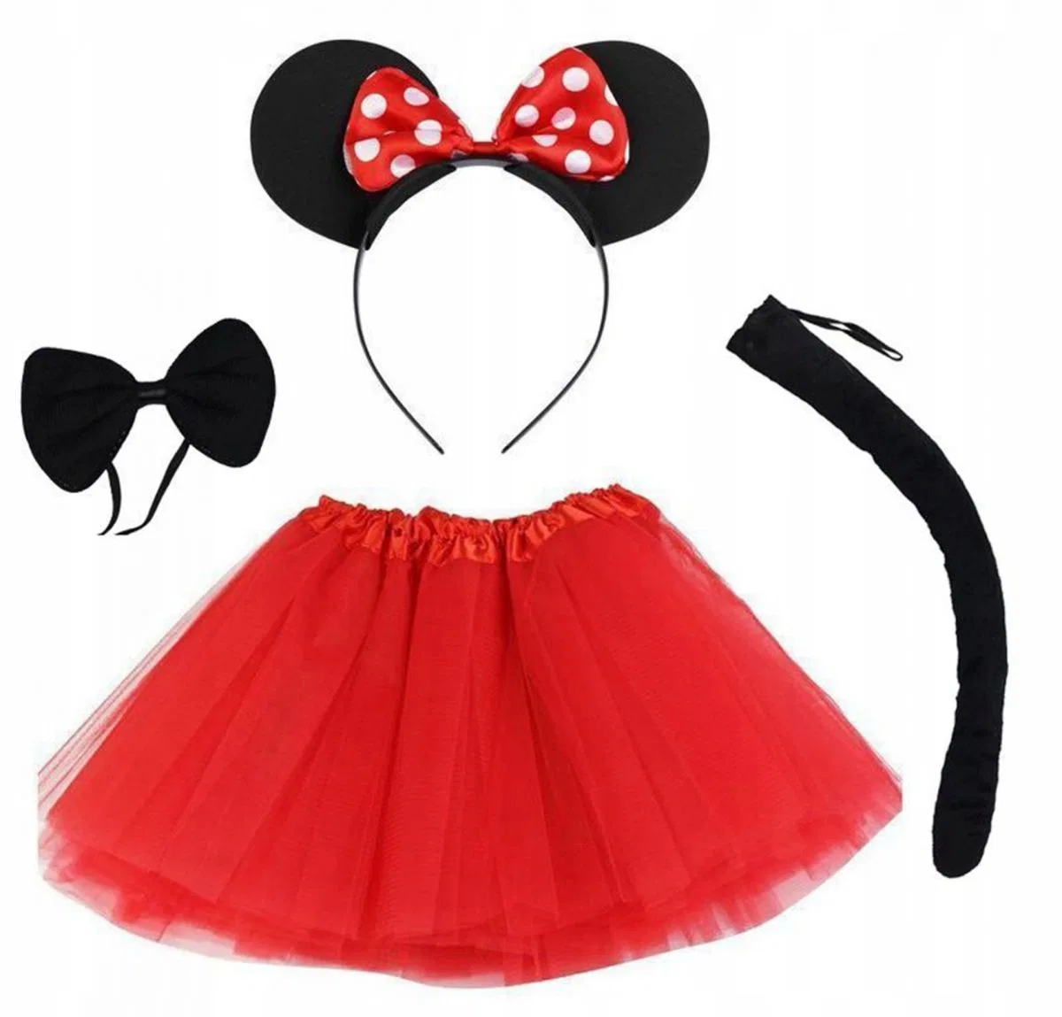 Minnie Mouse Kostüm Seti Etek Taç Kuyruk Papyon Gösteri Seti görsel 2