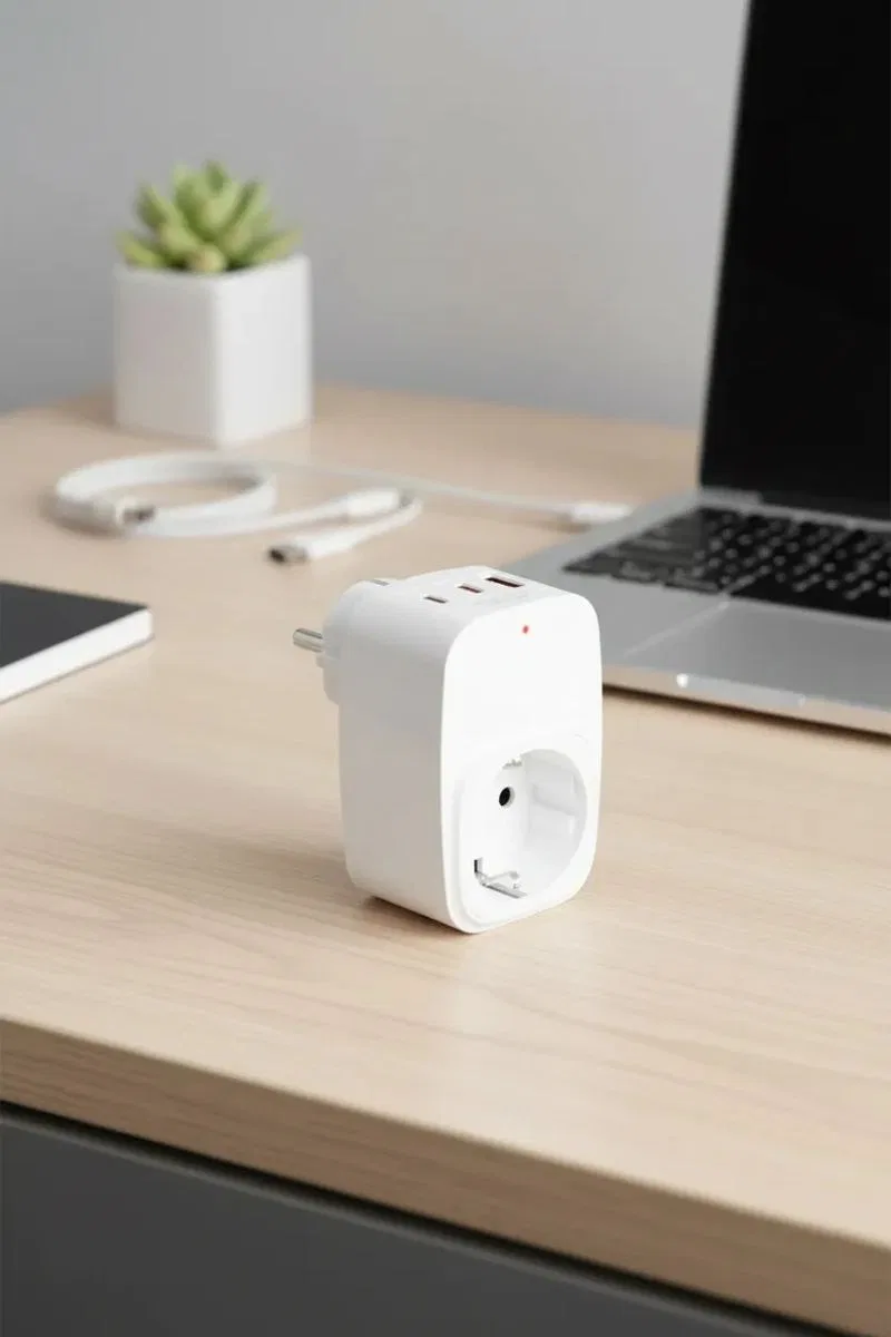 Tekli Yüksek Voltaj Korumalı Duvar Prizi 2x Type-c 1x Usb Çıkışlı Priz Grup Priz Çoğaltıcı Beyaz görsel 5