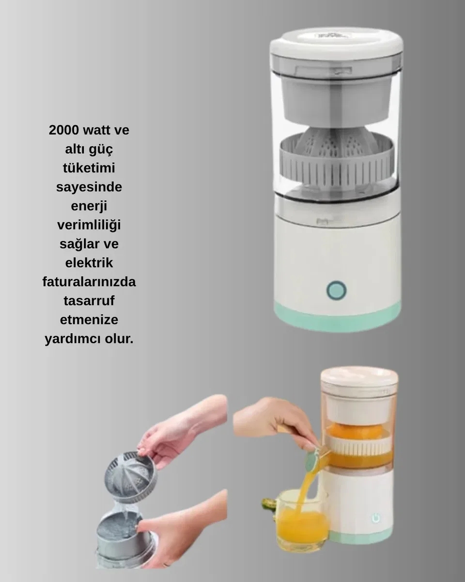 USB Şarjlı Mini Meyve Sıkacağı – Çift Bıçaklı, Güvenlik Kilitli görsel 5