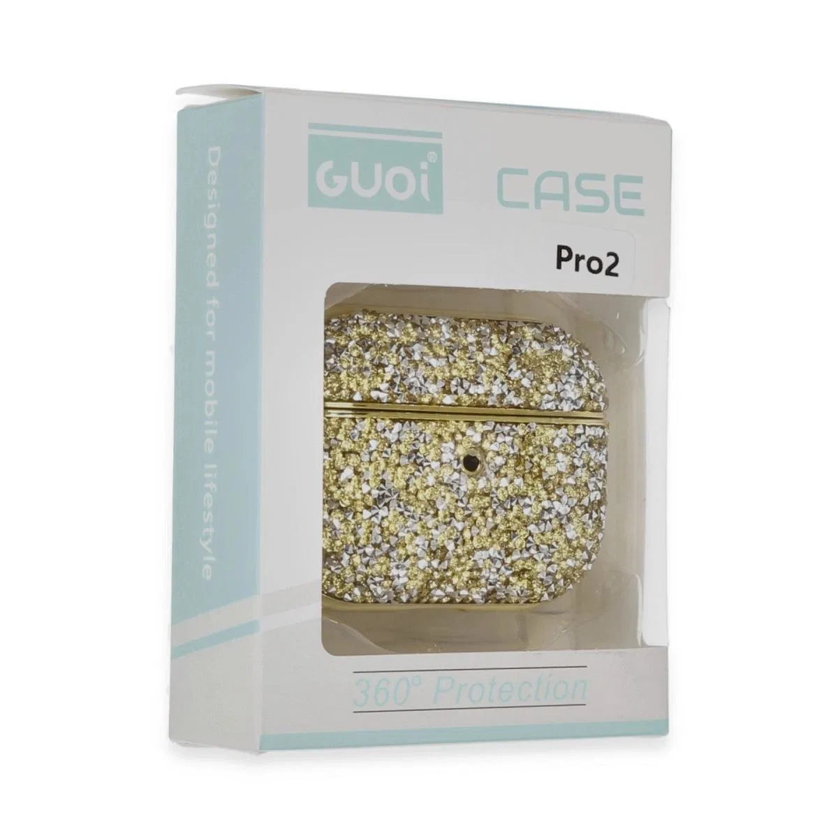 Apple Airpods Pro 2 (2. nesil) Luz Taşlı Kılıf - Gold görsel 4