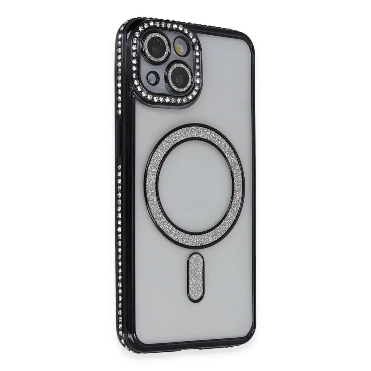 Apple İphone 13 Kılıf Joke Simli Magneticsafe Kılıf - Siyah