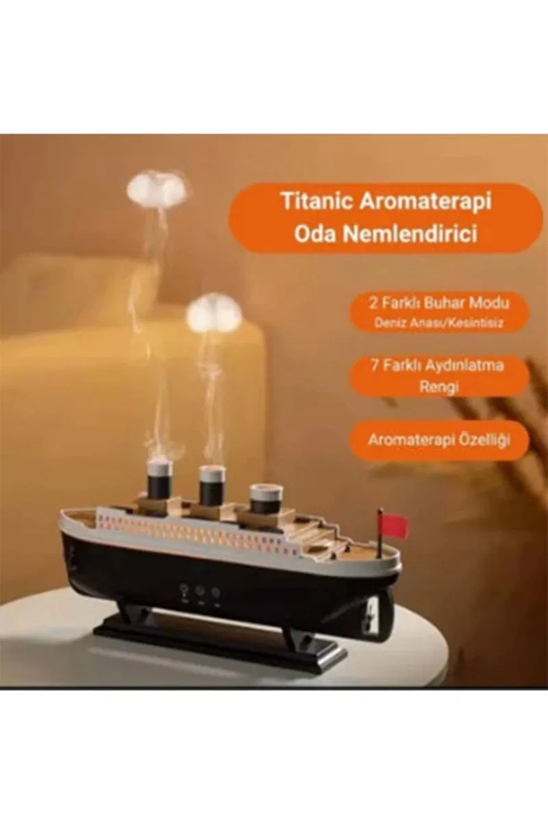 Titanic Gemi Hava Nemlendirici Işıklı Fonksiyonlu Buhar Makinesi Kumandalı görsel 3