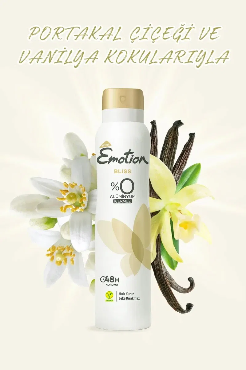 2 Adet Emotion Bliss Kadın Vegan Deodorant 150 Ml Hızlı Kurur, Leke Bırakmaz görsel 5
