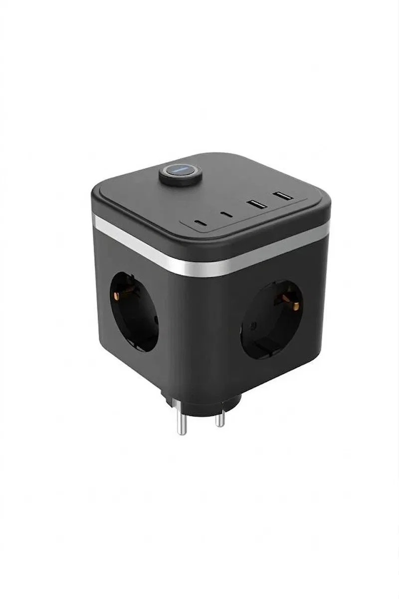 Termal Akım Korumalı Isıya Dayanıklı 3’lü Duvar Tipi Priz 2x Usb 2x Typce 3680 W görsel 2