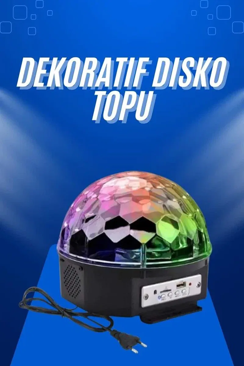 Küre Disko Topu Müzik Çalar Renkli Lazer Işıklı Bluetooth Disko Parti Işığı Kumandalı görsel 2