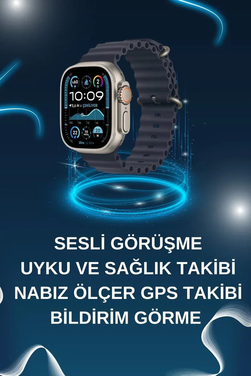 Akıllı Saat Bluetooth Bağlantılı NFC ve GPS Uyumlu Nabız Ölçer Sesli Görüşme görsel 2