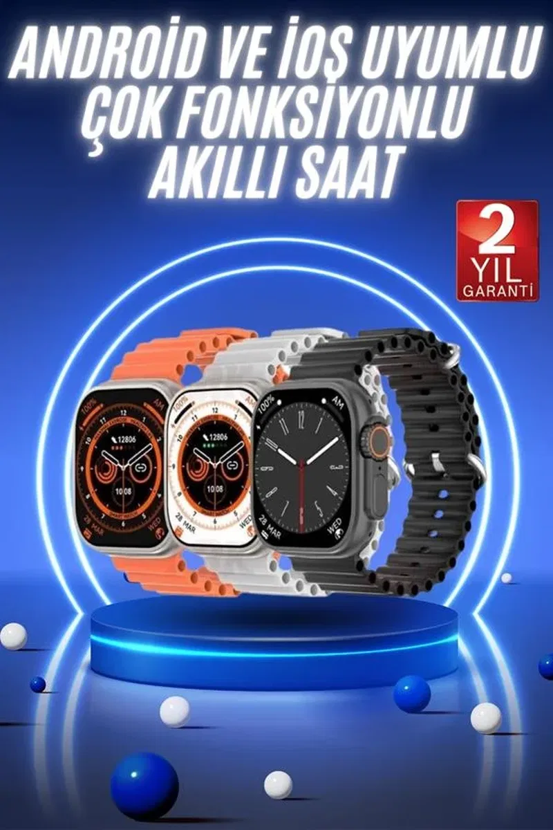 Akıllı Saat Ultra Android & İOS Uyumlu Arama Bildirim Özellikli görsel 2