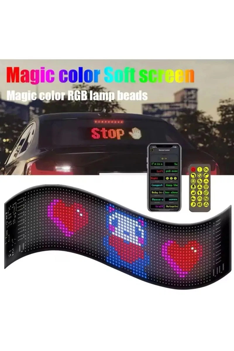 Led Ekran Matrix Panel Cama Yapışan En Büyük Boy 16x96 Led Sayısı Araba Yazısı 12cm-59. 5cm görsel 3