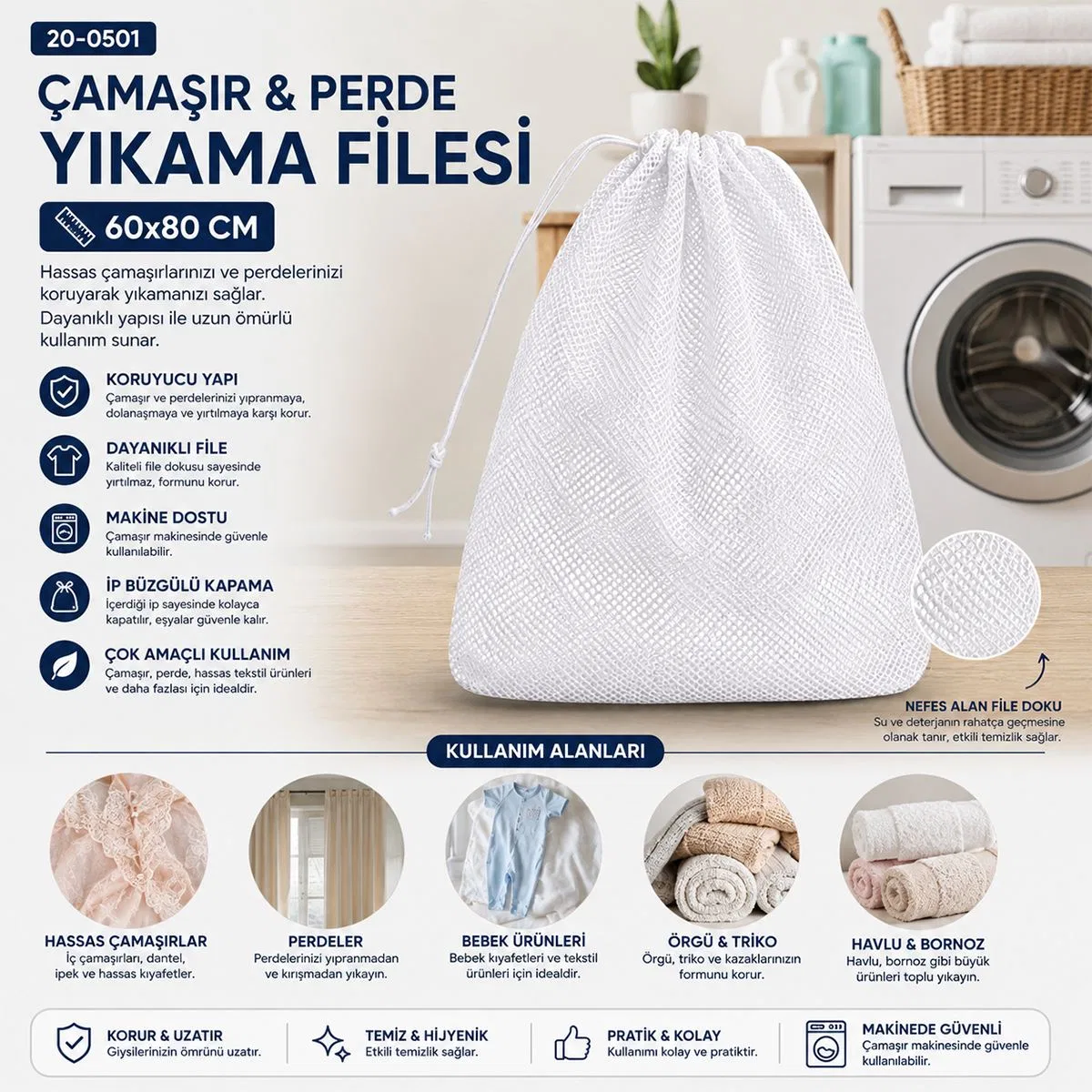 Çamaşır Perde Yıkama Filesi görsel 2