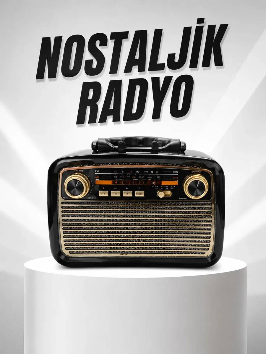 Müzik Kutusu Bluetooth Bağlantılı El Fenerli Nostaljik Tasarım Radyo