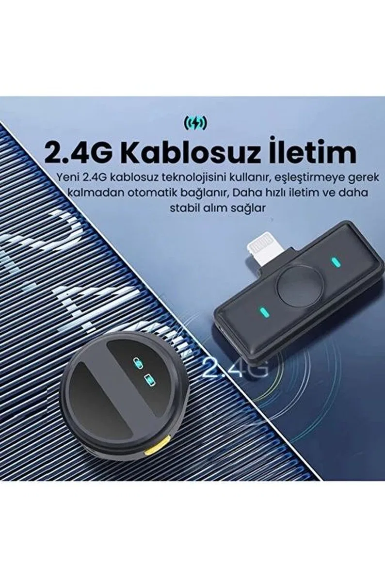 2 Adet Profesyonel Kablosuz Yaka Mikrofonu Lighting Uyumlu Manyetik Klipsli görsel 3