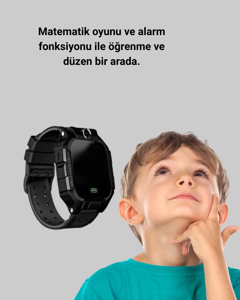 S10 Akıllı Çocuk Saati Siyah Model Çift Yönlü Konuşma ve SOS görsel 4