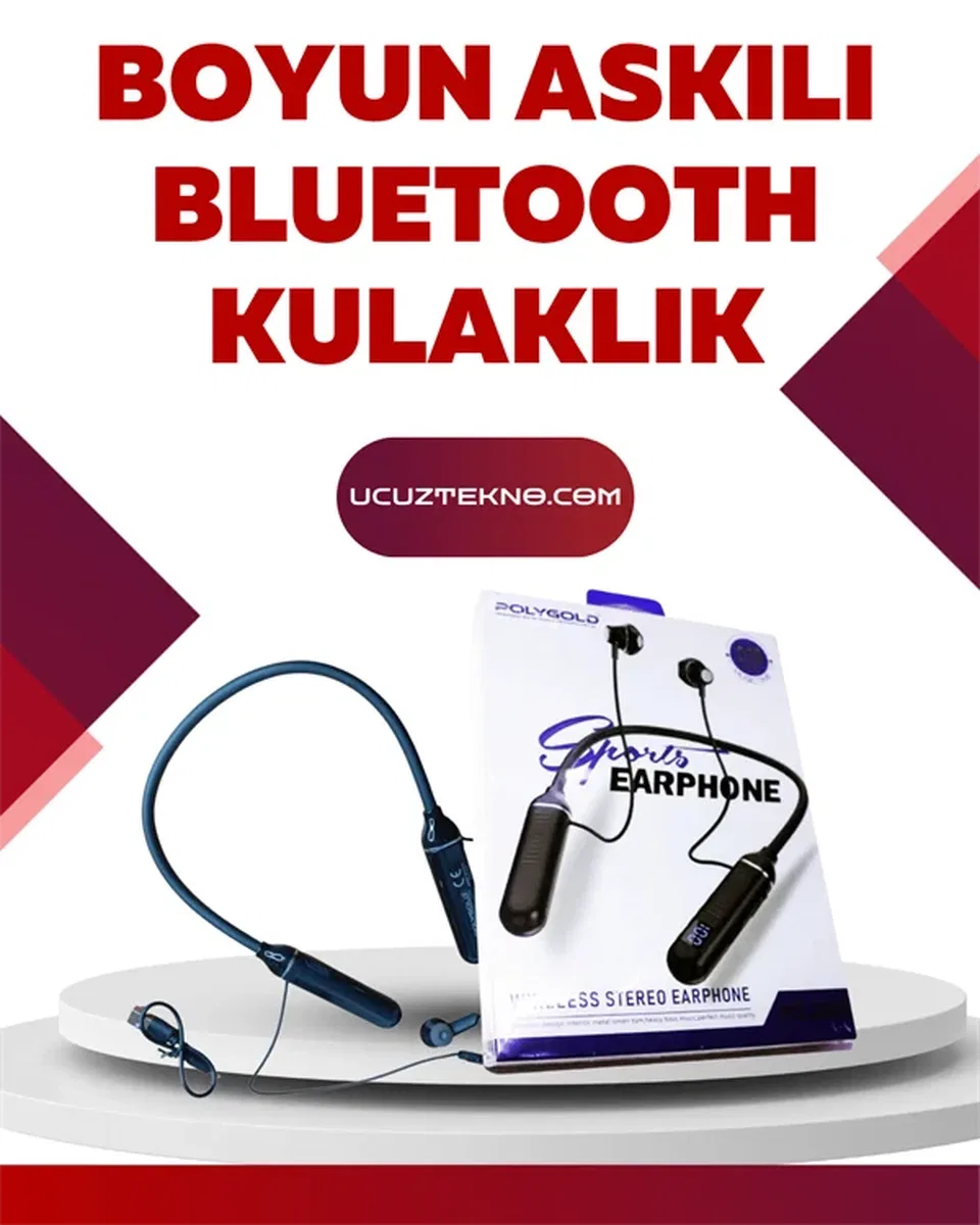 Polygold PG-100 Bluetooth Kulaklık – Ergonomik Boyun Bantlı Tasarım, Net Ses ve Konfor görsel 2