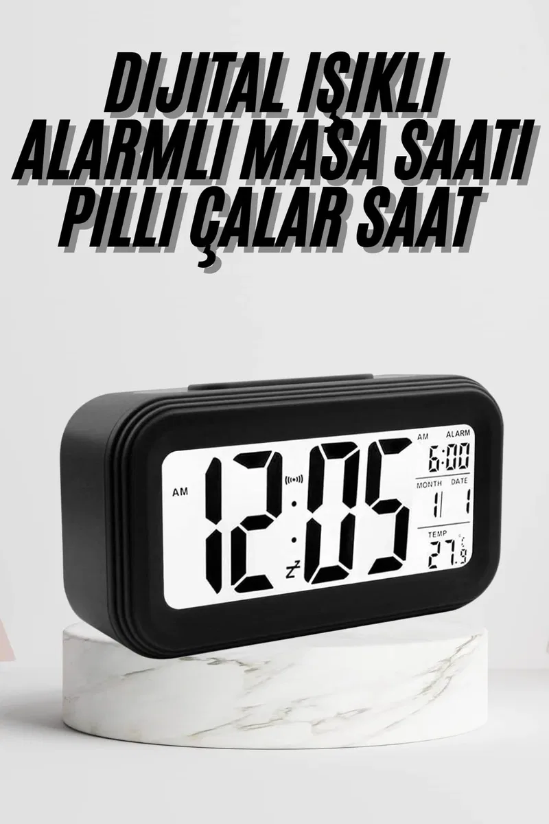 Dijital Masa Saati Termometre Takvim Led Ekran Pilli Ev Ofis Masası