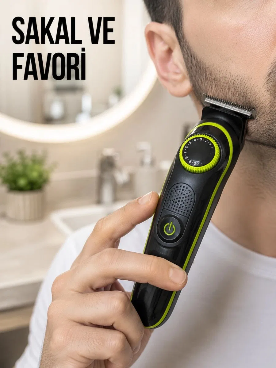 Çok Başlıklı Erkek Tıraş Makinesi Sakal Favori Burun Kulak Ve Vücut Bakım Seti