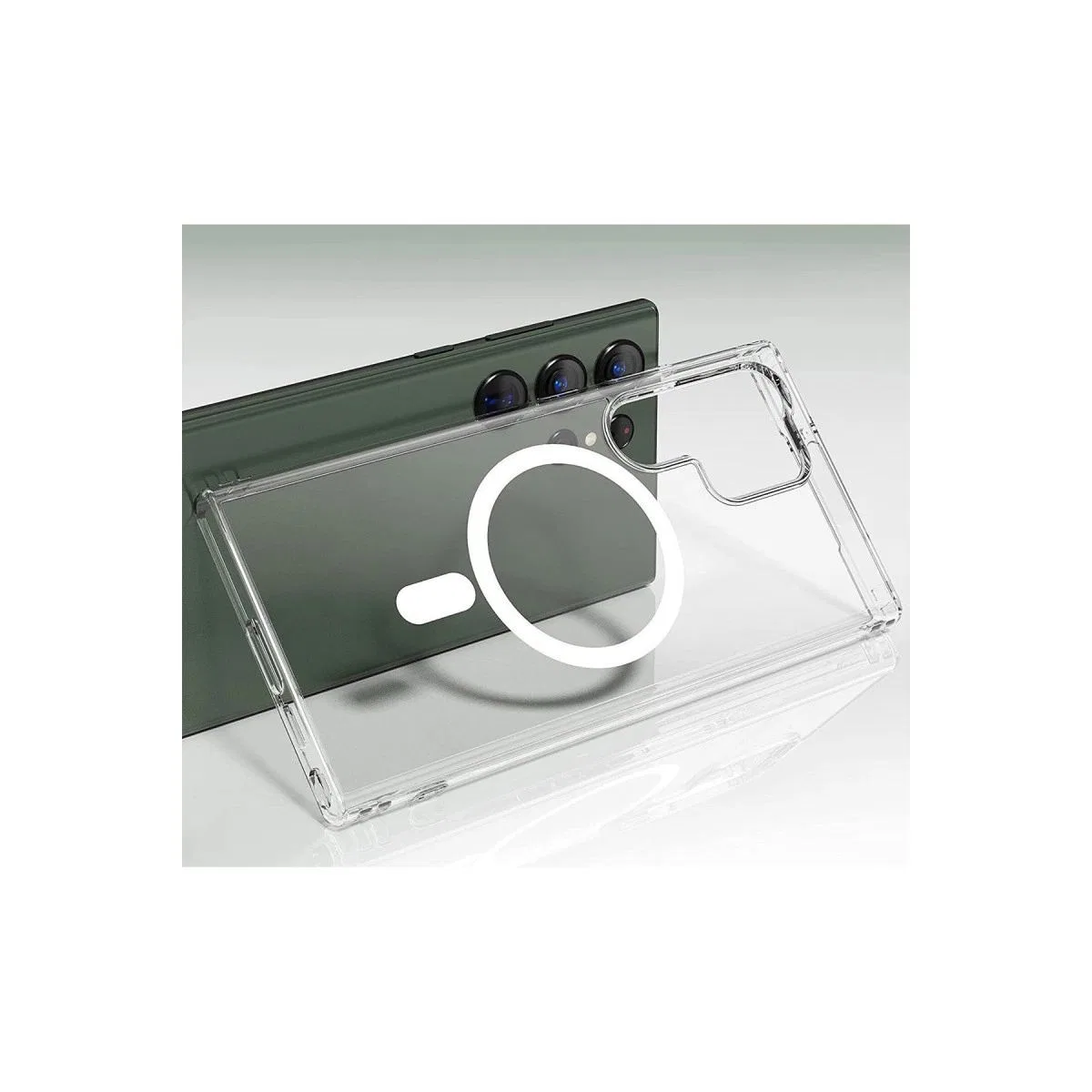 Samsung Galaxy S23 Ultra Kılıf Magneticsafe Şeffaf Silikon - Şeffaf görsel 3