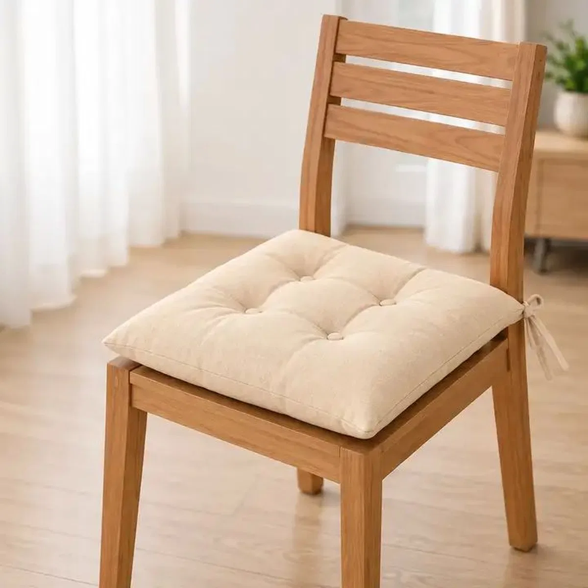 Bağcıklı Sandalye Minderi · 40 × 40 × 4 cm · Krem