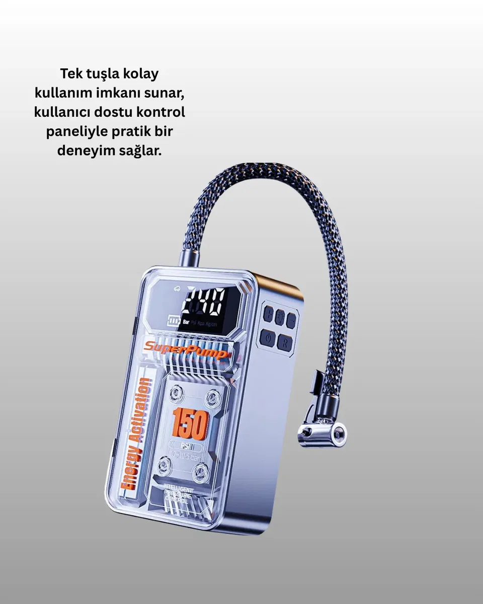 6000mAh Bataryalı LED Ekranlı Akıllı Hava Kompresörü görsel 4