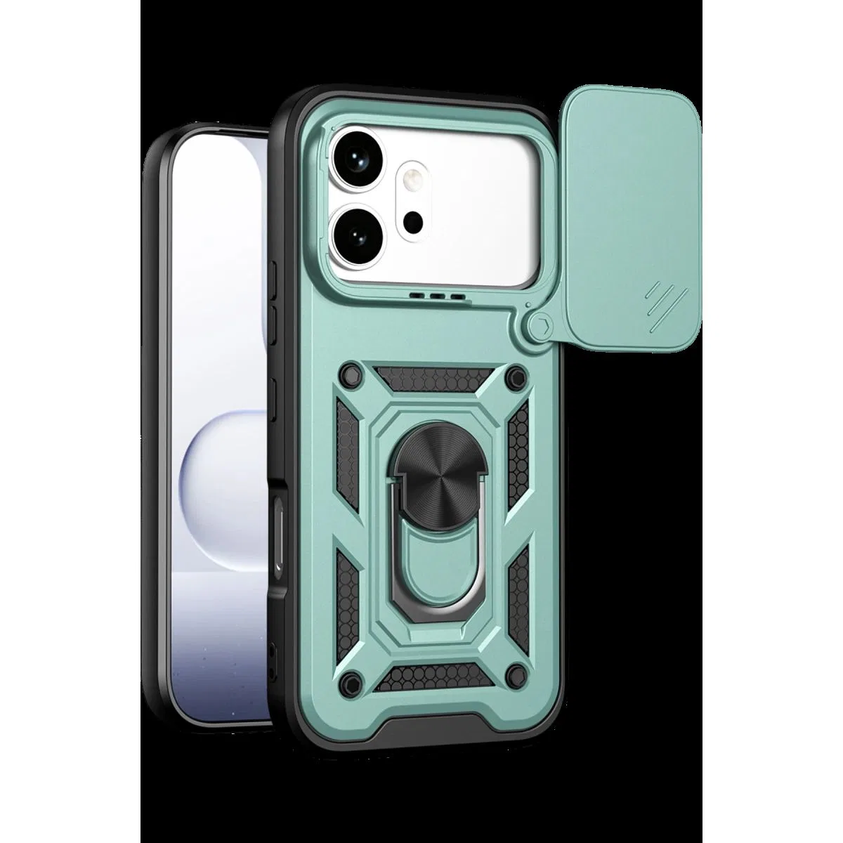 Huawei Honor 600 Pars Lens Yüzüklü Silikon - Yeşil