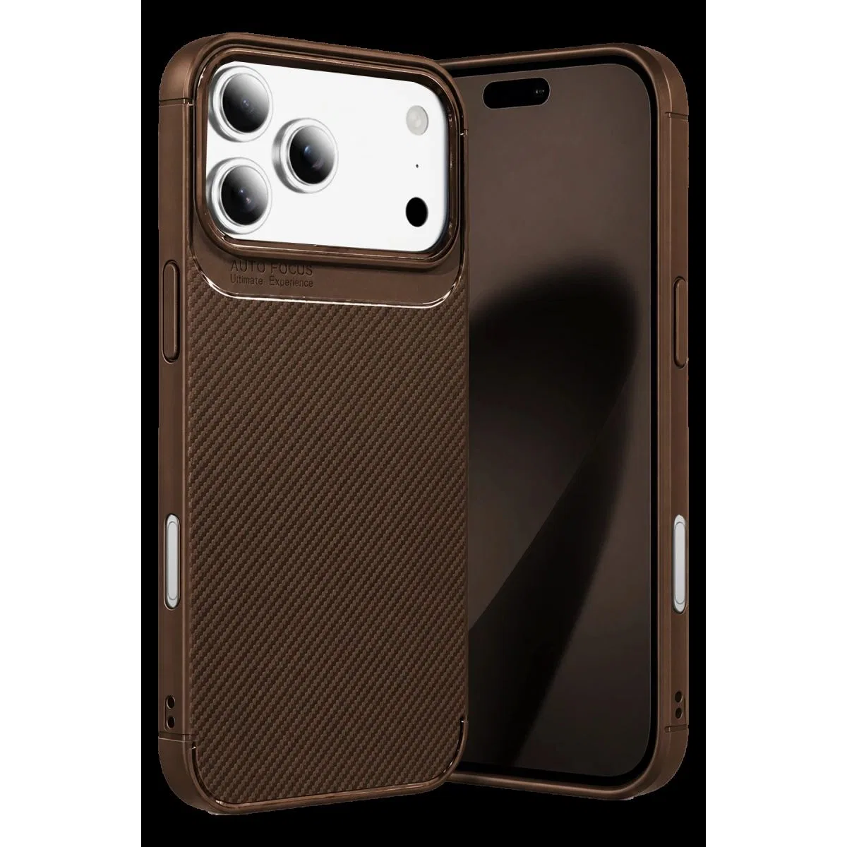 Newface Apple İphone 18 Pro Auto Focus Karbon Kapak - Kahverengi