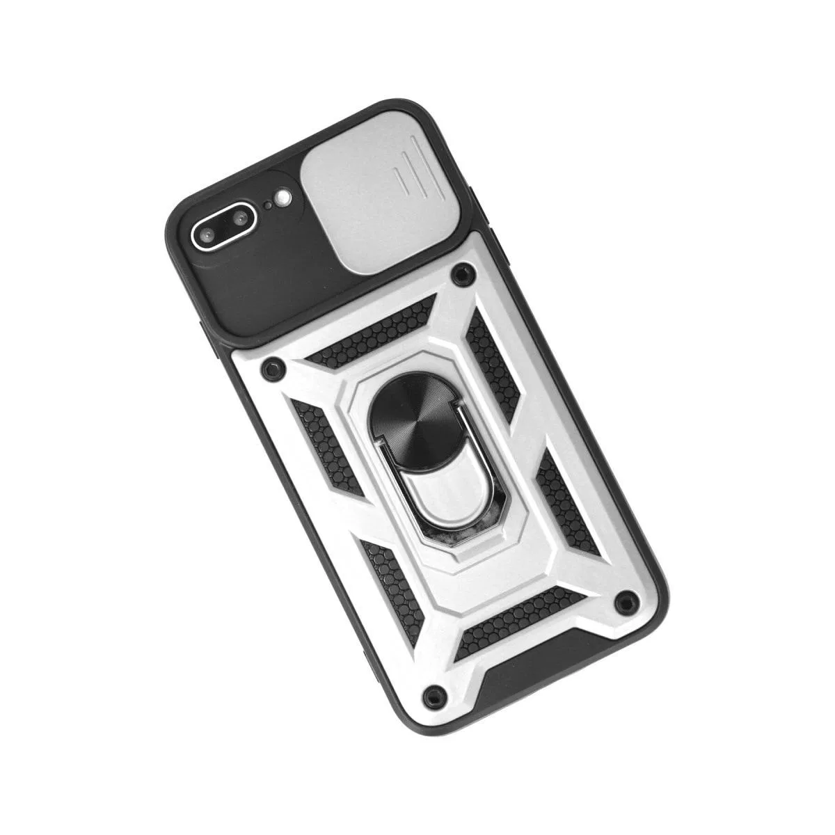 Apple İphone 7 Plus Kılıf Pars Lens Yüzüklü Silikon - Gümüş görsel 3