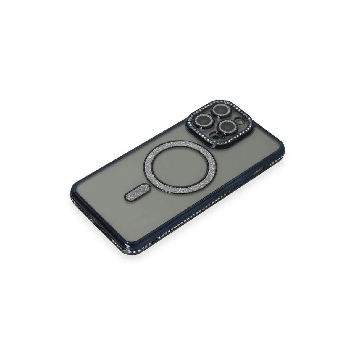 Apple İphone 15 Pro Kılıf Joke Simli Magneticsafe Kılıf - Lacivert görsel 3