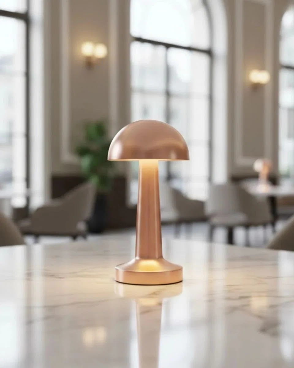 Şarjlı Led Masa Lambası 3 Kademe Dokunmatik Bronz Modern Tasarım