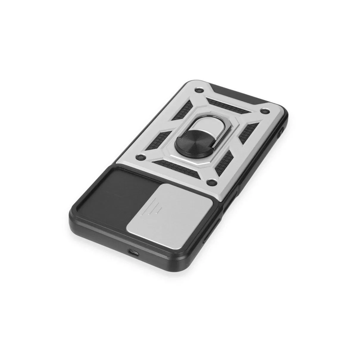 Samsung Galaxy M14 5g Kılıf Pars Lens Yüzüklü Silikon - Gümüş görsel 6