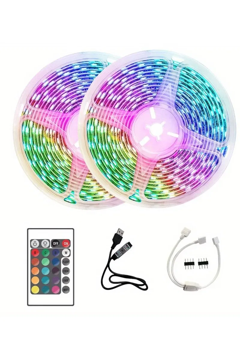 10M Şerit Led İç Mekan Renkli Rgb Şerit Led Kumandalı görsel 2
