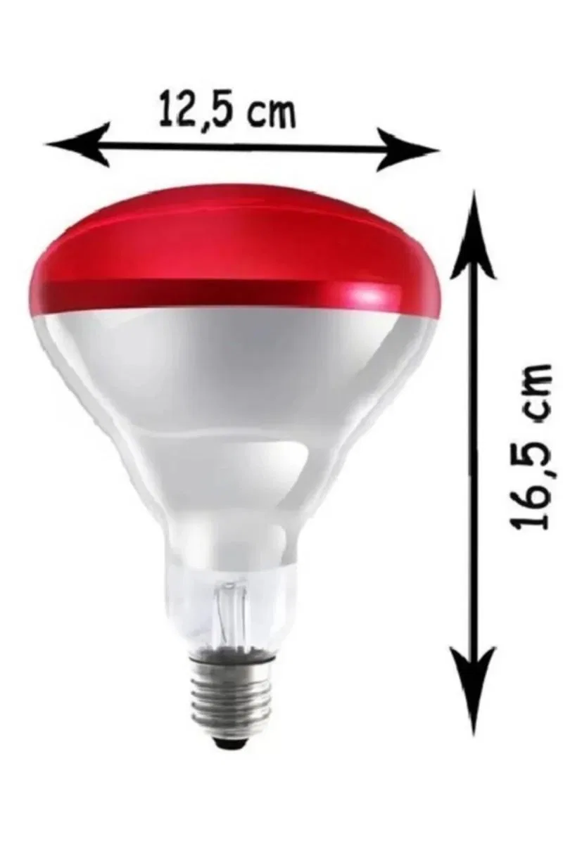 250w Kızılötesi (infrared) Isıtıcılı Hayvan Isıtma Ve Kuluçka Lambası (kırmızı Işık) E27 (kalın Duy) görsel 3