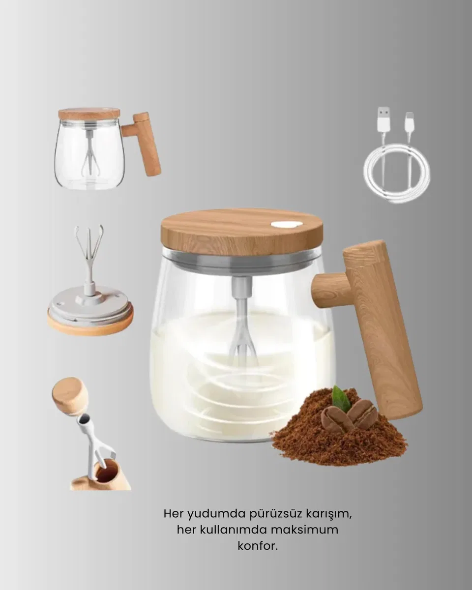 IP6 Su Sızdırmaz Şarjlı Kupa 3D Karıştırma, 400 ml Yeni Nesil görsel 5