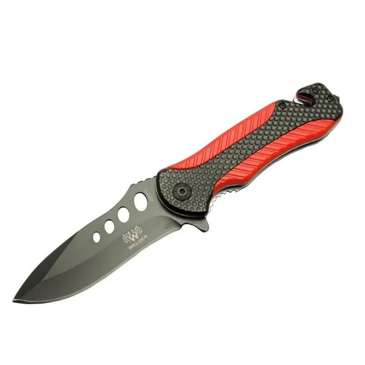 Kurtarma Çakısı Kırmızı 22 Cm Yarı Otomatik, Kemerlikli