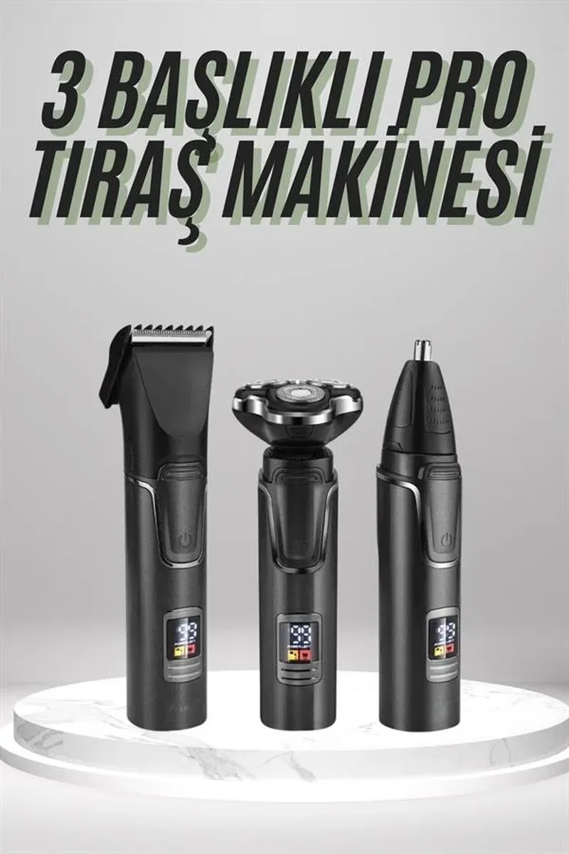 Dijital Göstergeli 3 Başlıklı Tıraş Makinesi Islak Kuru Lazer Öncesi Günlük görsel 2