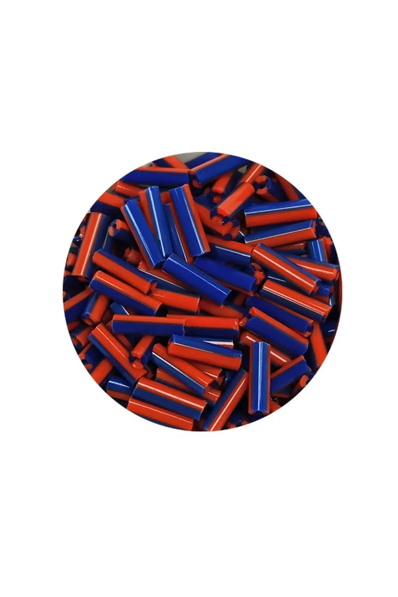 Uzun Boru Kesme Boncuk Çap 2mm Uzunluk 10 mm - 20 Gram - Turuncu Mavi - BNC238 görsel 2