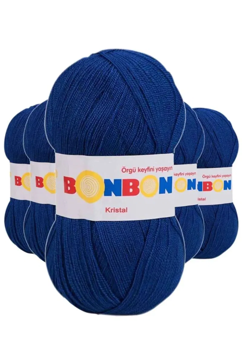 5 Adet Kristal El Örgü Lif İpi Mavi 98488 - bonbon mudanis
