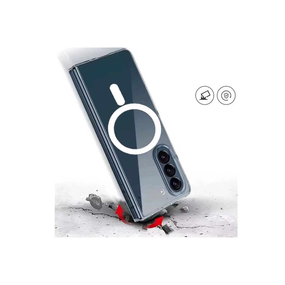 Samsung Galaxy Z Fold 5 Kılıf Magneticsafe Şeffaf Silikon - Şeffaf görsel 3