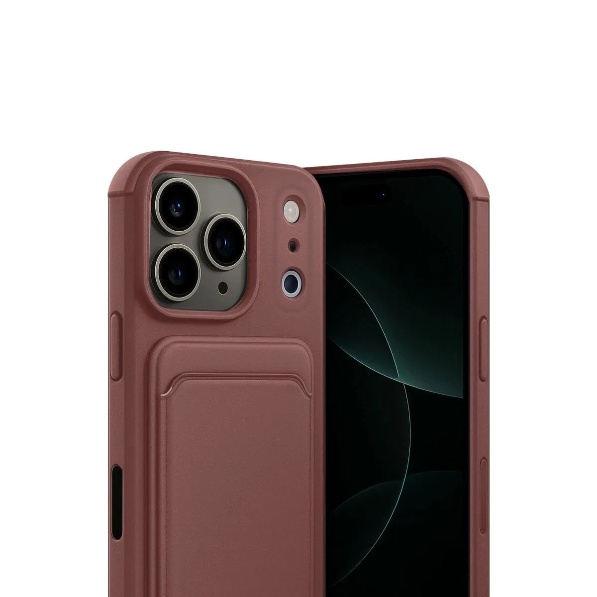 Apple İphone 17 Pro Kelvin Kartvizitli Silikon - Bordo görsel 2