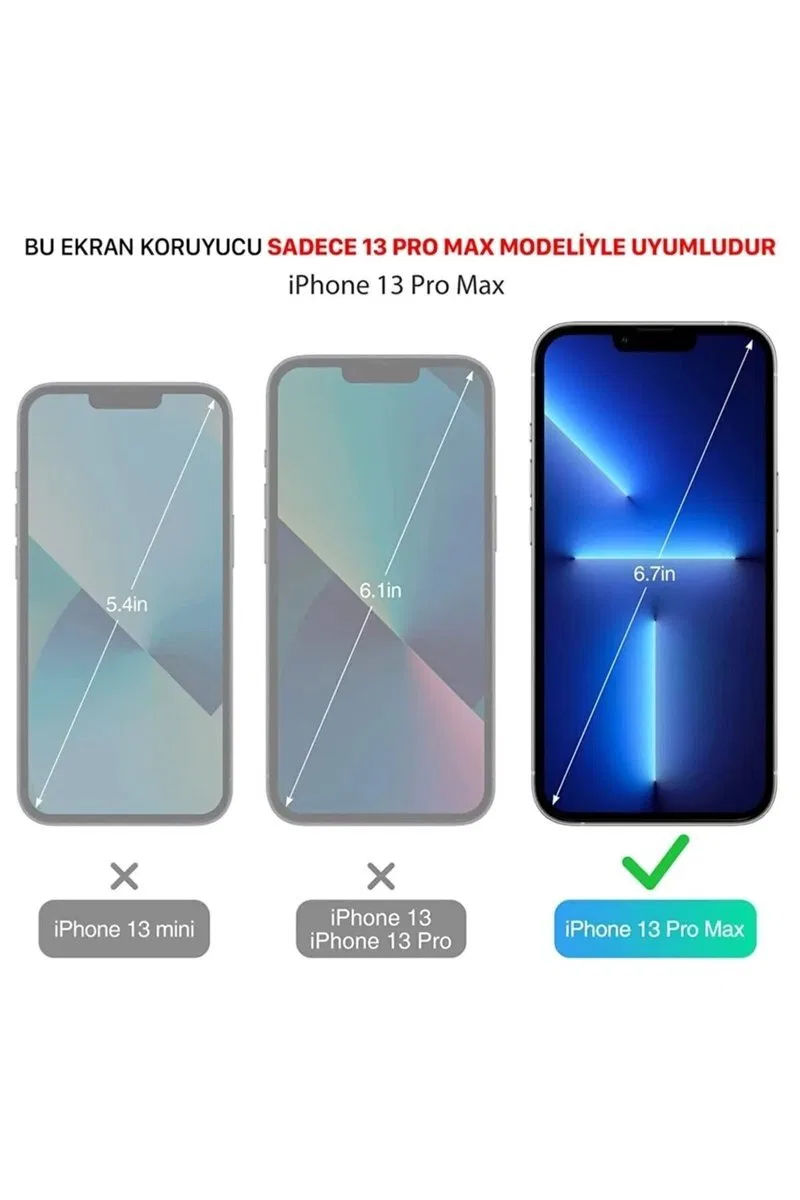 Iphone 13 Pro Max Uyumlu Premium Ekran Koruyucu 9h Sert Temperli Kırılmaz Cam Koruma Şeffaf görsel 3