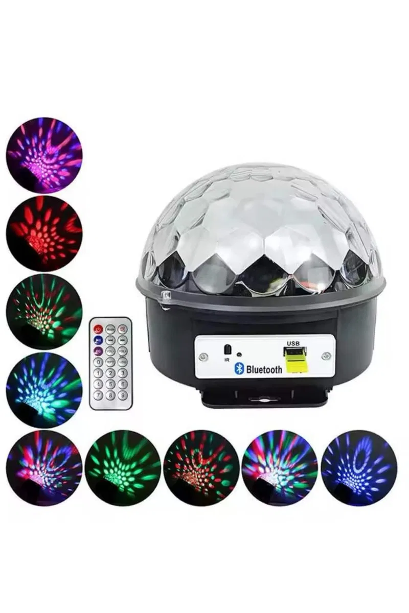 Disko Topu Renkli Işıklı Lazer Parti Bluetooth Bağlantılı Led Küre görsel 2